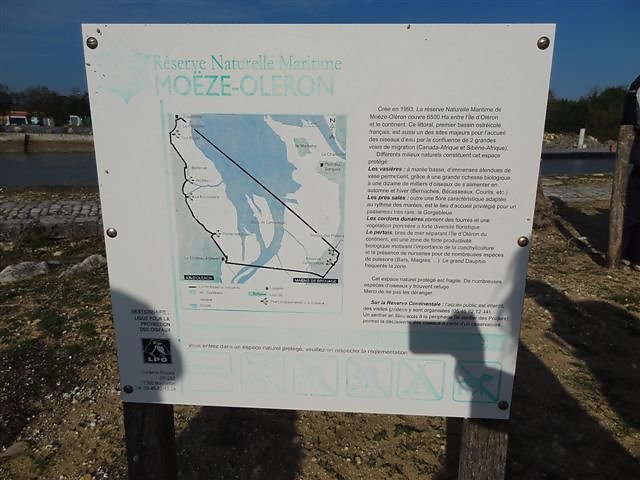 La carte de la réserves de Moeze Oléron