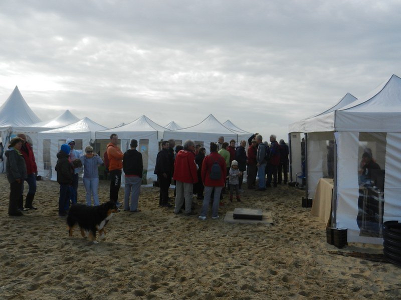 beaucoup de monde à attendre gants et sacs de tri sélectif