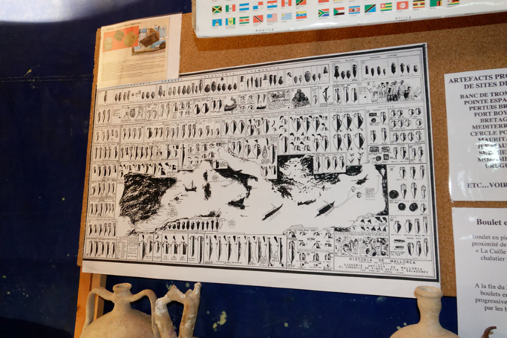 Le tableau qui permet de dater les amphores er autres poteries et par là même l'épave