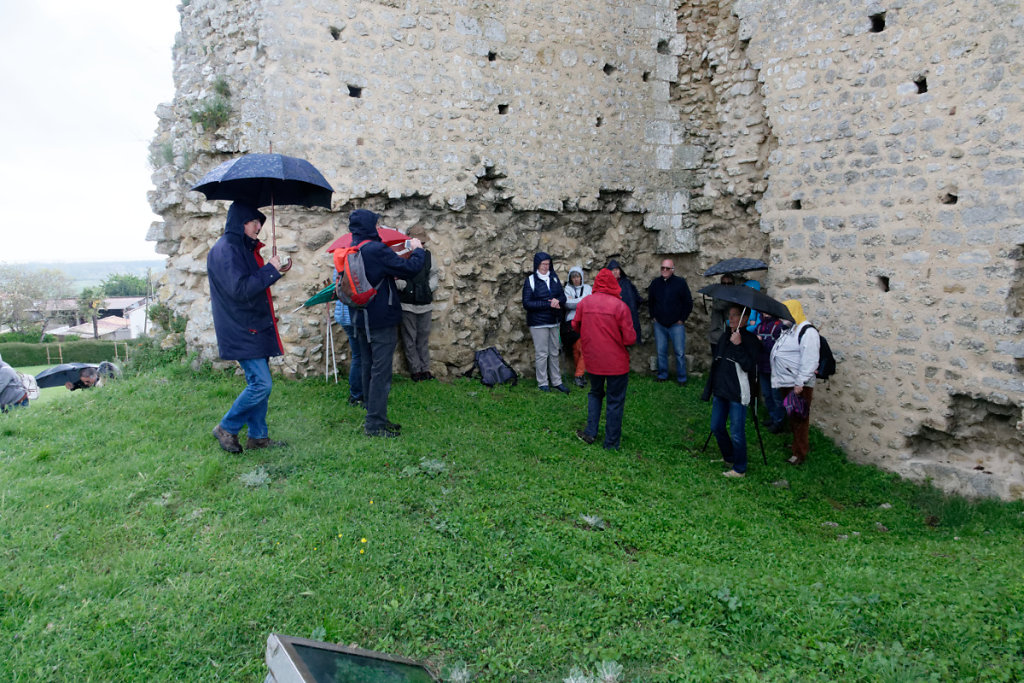 Les explications continuent à l'abri des ruines